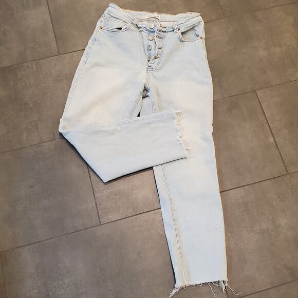 Great Smoky Los Angeles Jeans Light Blue 6 /26 Straight Raw Hem Button Fly - Picture 1 of 8
